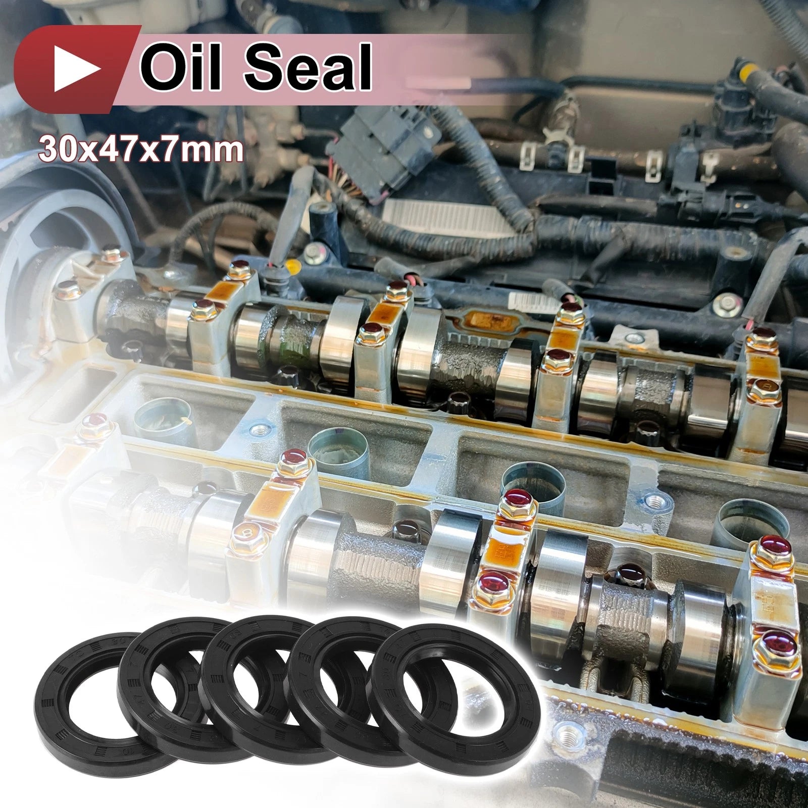 Set of 5 Rotary Shaft Oil Seals 30x47x7mm Nitrile Rubber