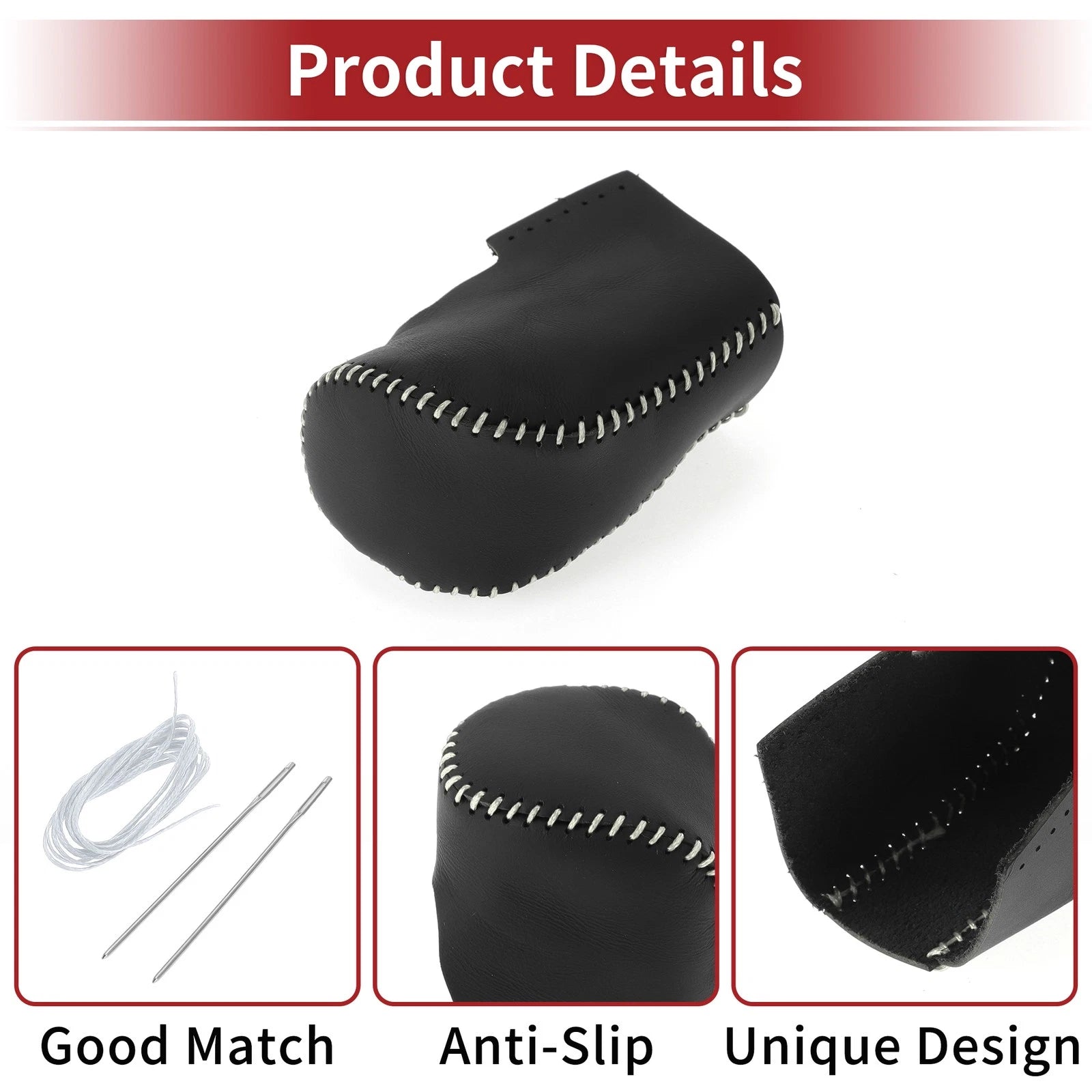 1 Pcs Gear Shift Knob Cover for Honda HR-V (2023–2024) Black Grey Faux Leather