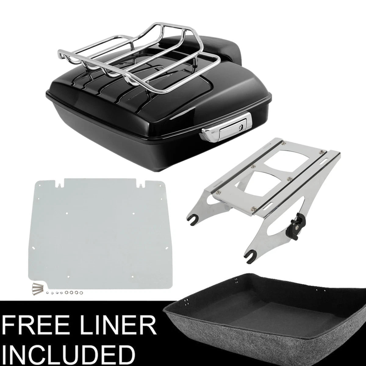 Chopped Trunk Backrest & Mount Rack Plate for Harley Road Glide (2014–2023)