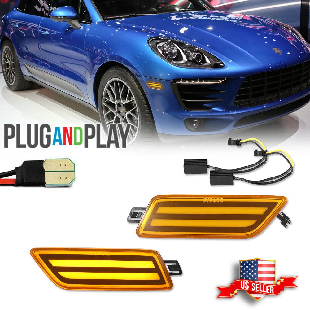 Amber Lens LED Front Bumper Side Marker Lights for Porsche Macan (2014–2024)