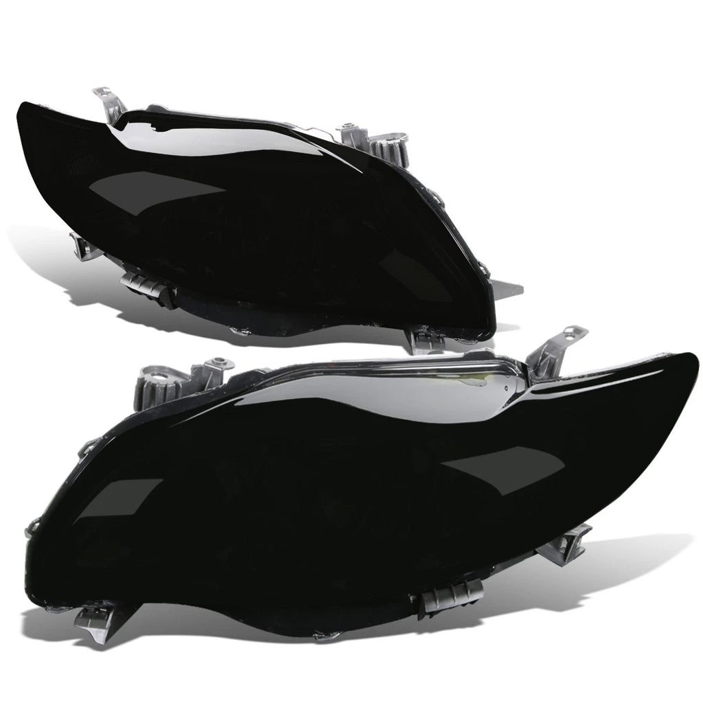 Pair of Smoked Housing Clear Corner Headlights for Toyota Corolla (2009–2010)