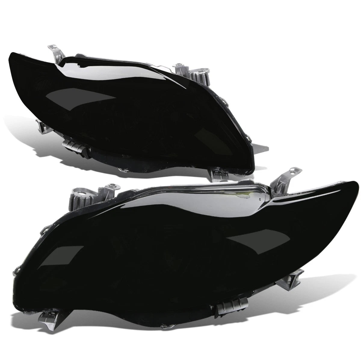 Pair of Smoked Housing Clear Corner Headlights for Toyota Corolla (2009–2010)