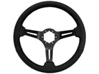 Leather Steering Wheel with 6 Hole Slotted Black Design for Chevy Bowtie (—)