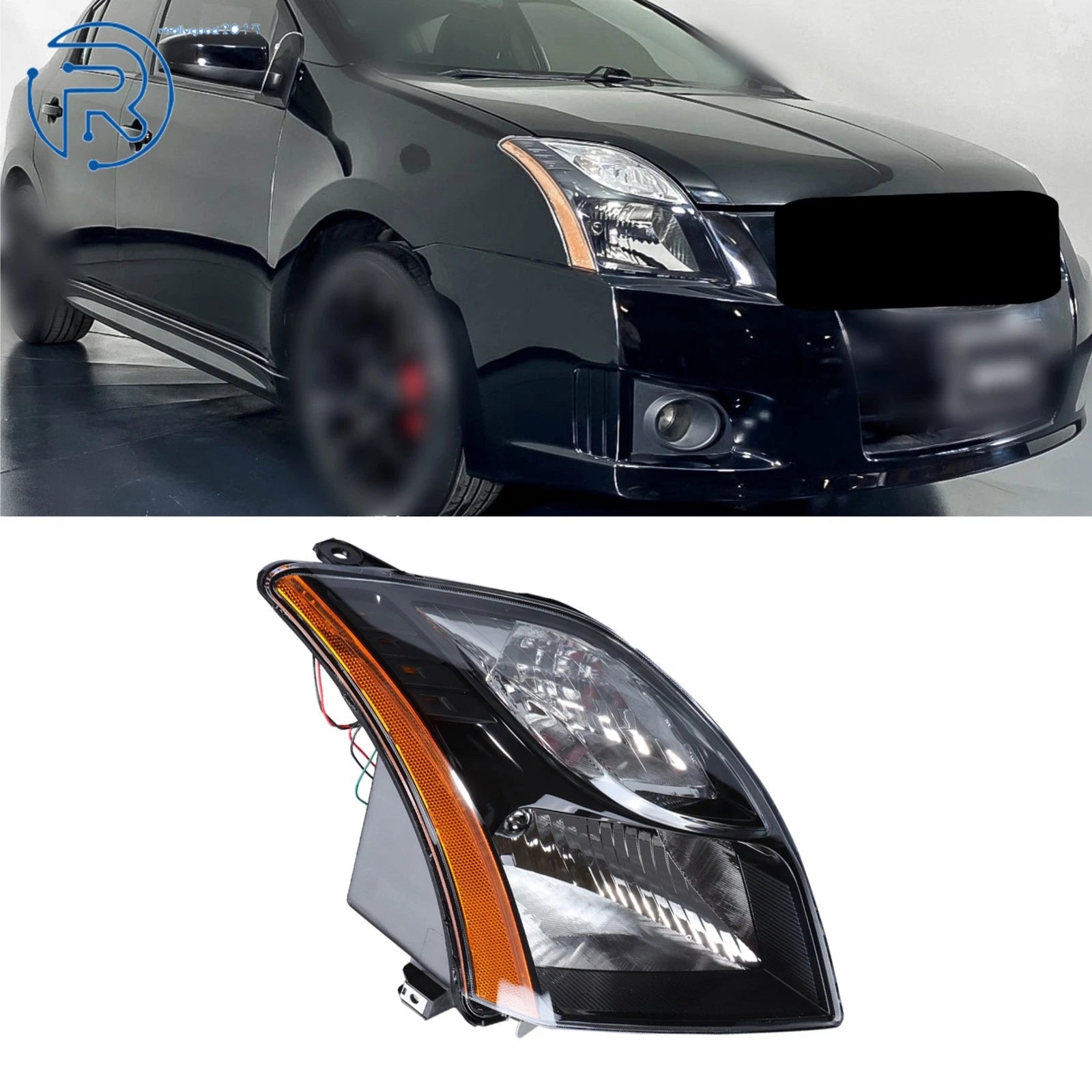 Headlight for Nissan Sentra (2010–2012) Halogen Clear Black Housing