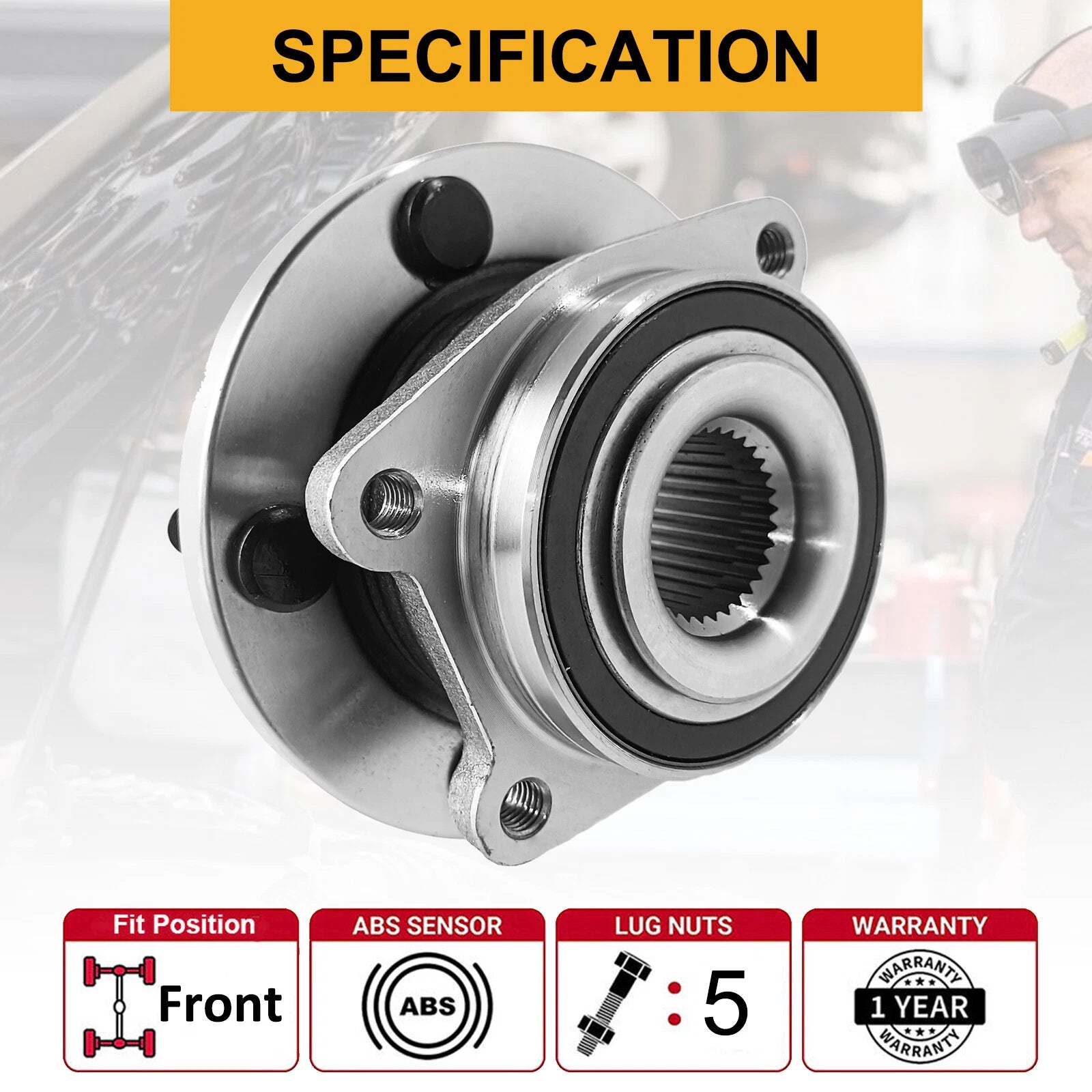 Pair Front Wheel Bearings and Hubs Assembly for Chrysler Sebring (2007–2010)