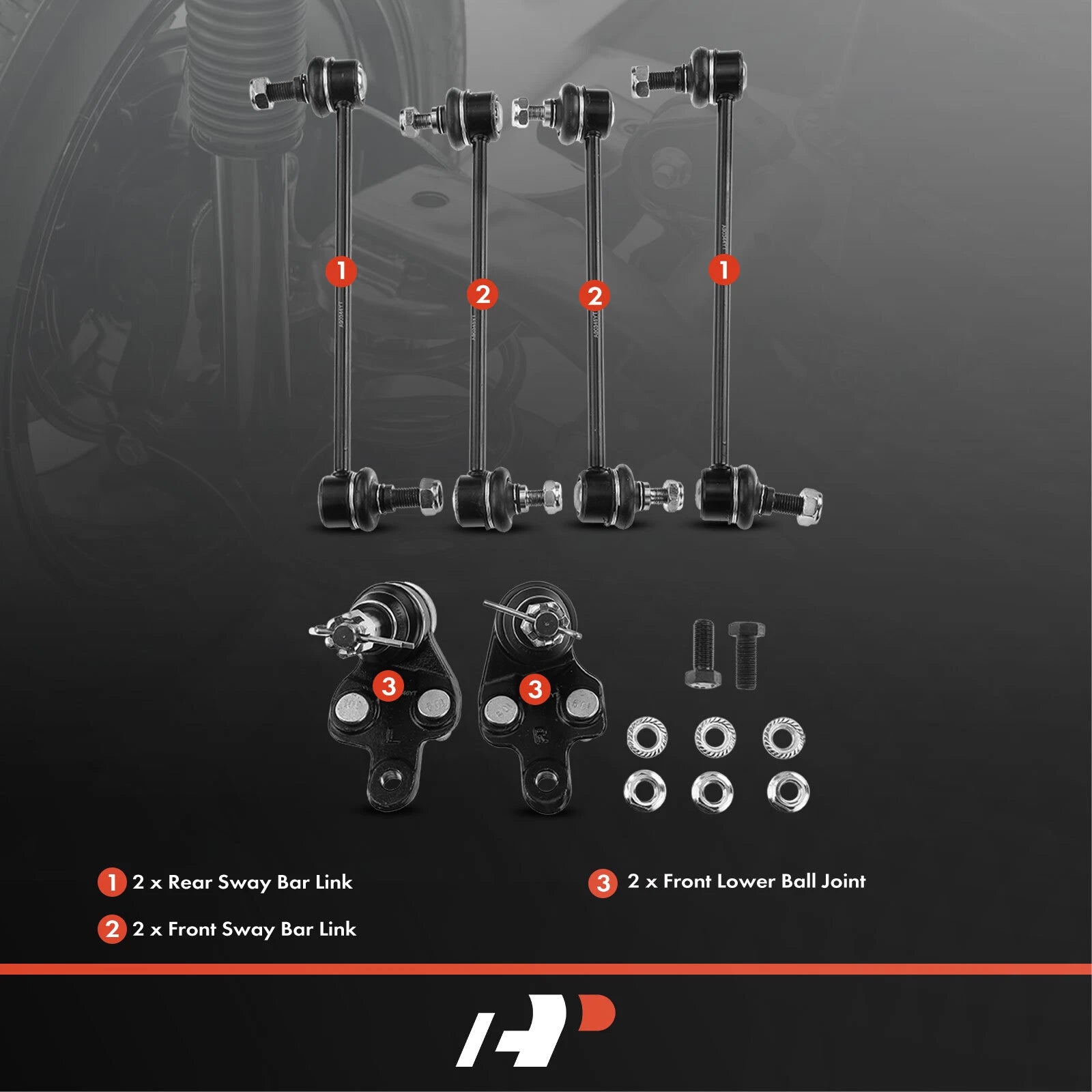 Front & Rear Sway Bar Link & Ball Joint for Toyota Camry (2002–2006)