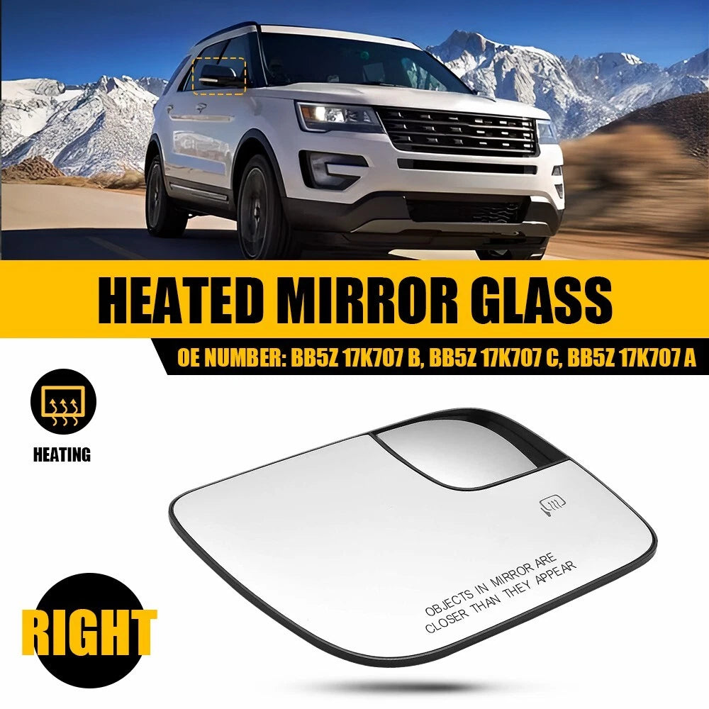 Heated Rear View Glass Mirror Right Passenger Side for Ford Explorer (2011–2019)