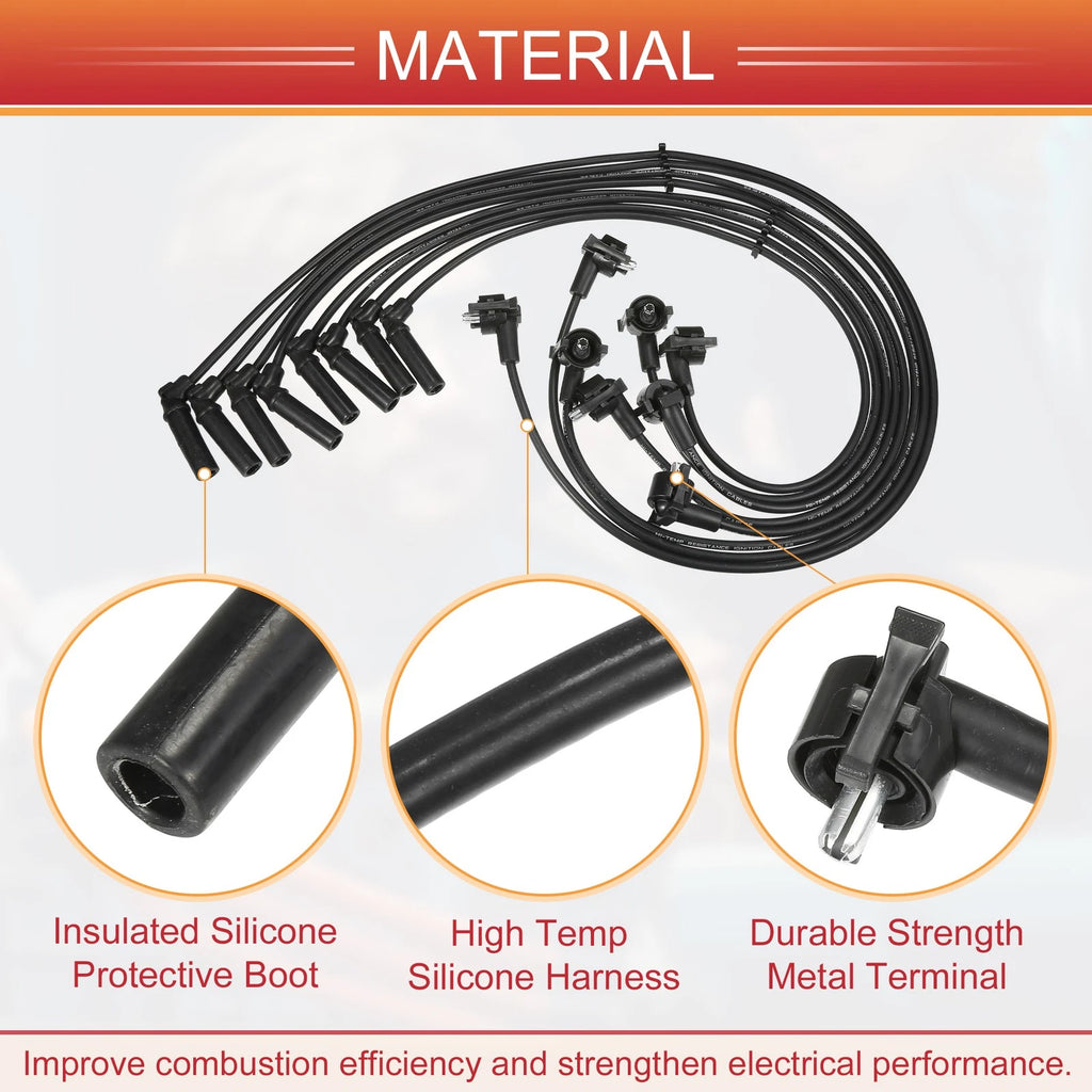 8 Pcs Spark Plug Wire Ignition Coil Cable for Ford Explorer, Mercury 5.0L (1991–2001)