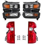 Set of 2 Tail Lights for Chevy Silverado 1500 (2019–2021) Black Halogen