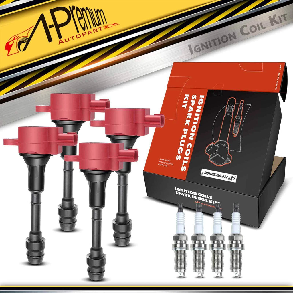 Set of 4 Ignition Coils & Iridium Spark Plugs for Nissan Altima (2002–2006)