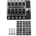 10-Way Blade Fuse Holder Box with LED Indicator for Marine 12V (N/A)