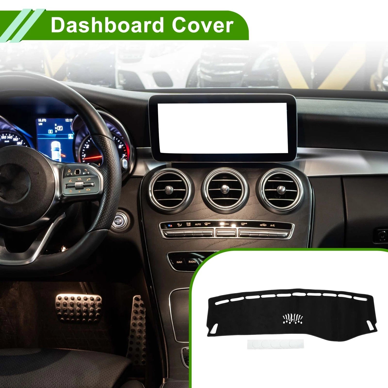 Dashboard Cover Mat for Mercedes Benz C Class W205 (2015–2021) Black