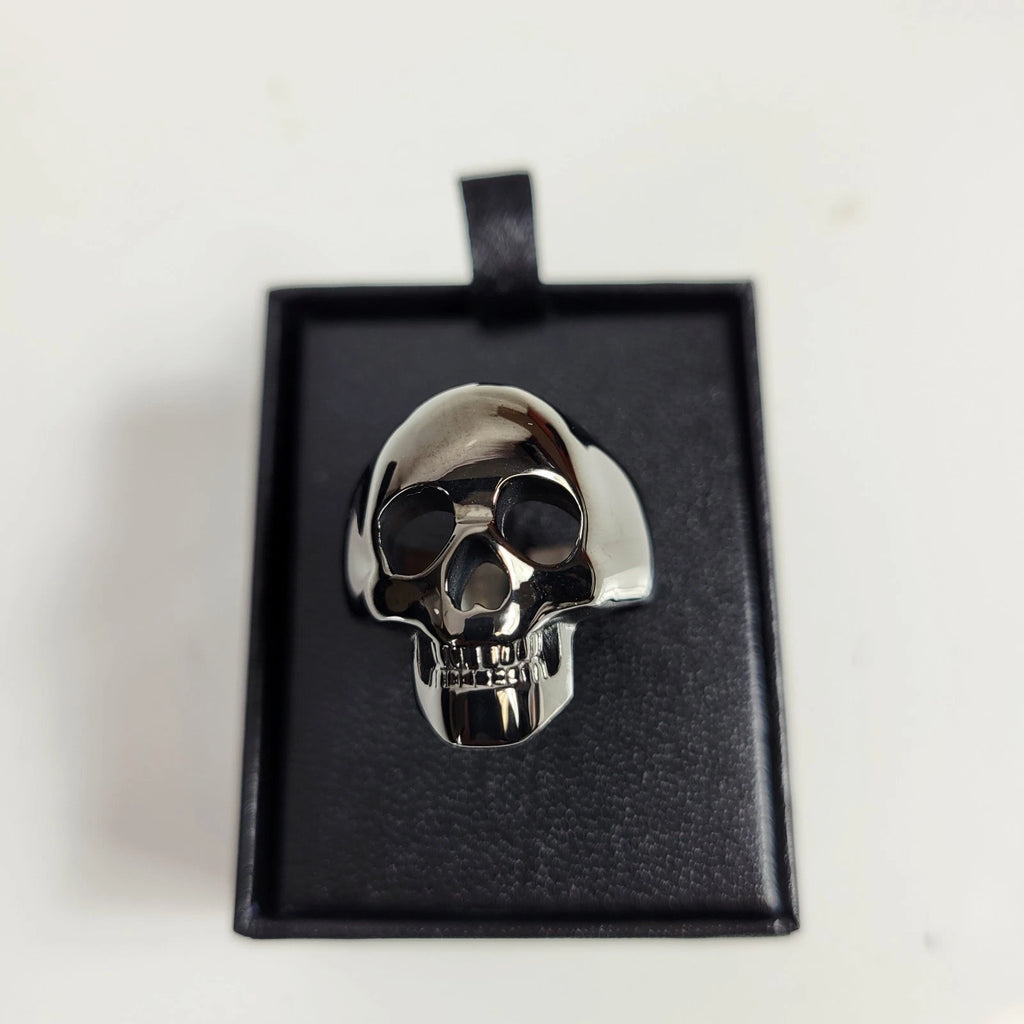 3D Skull Sculpted Ring for Harley-Davidson (Men's, Black Chrome)