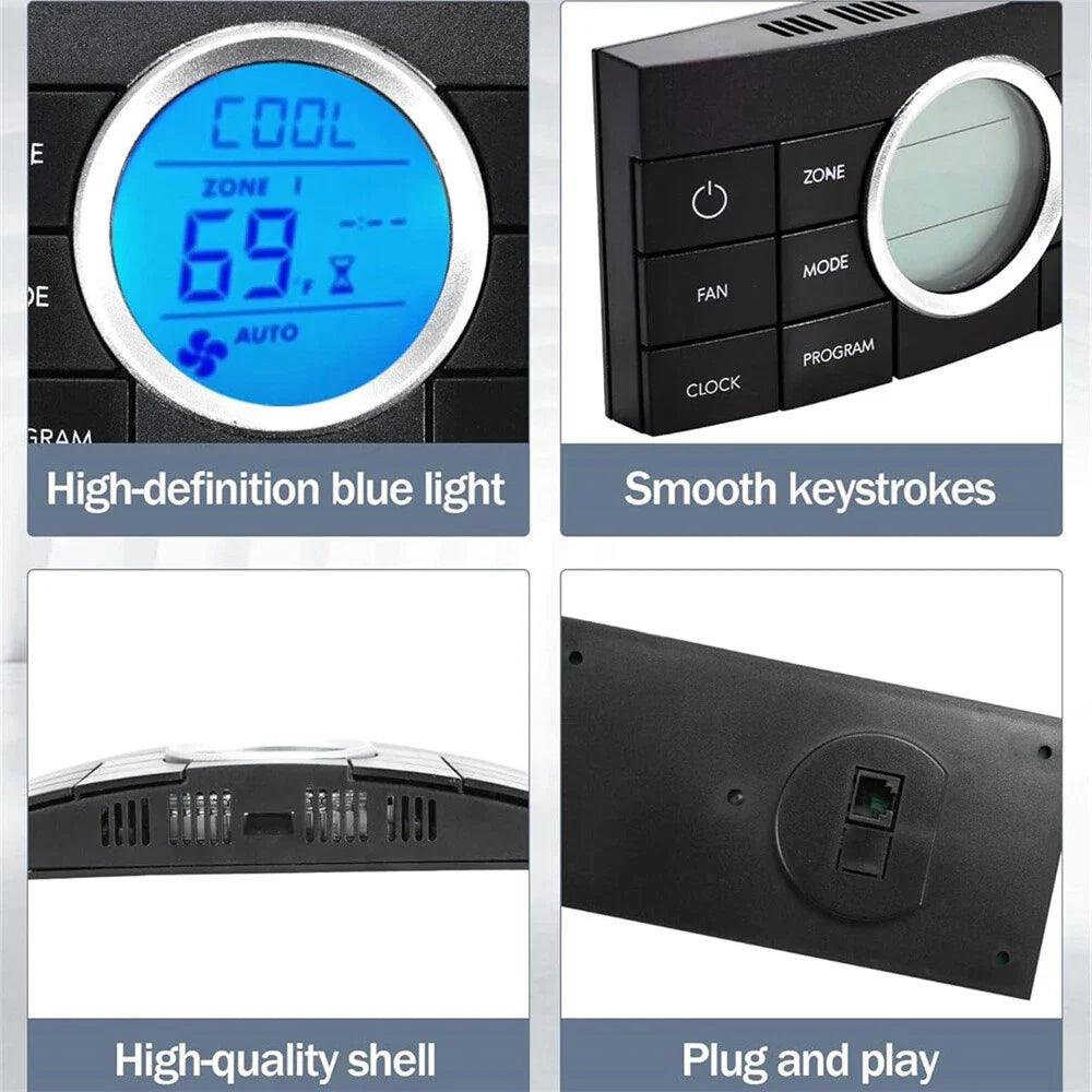Multi-Zone RV Thermostat Control Center  10-Button 12V