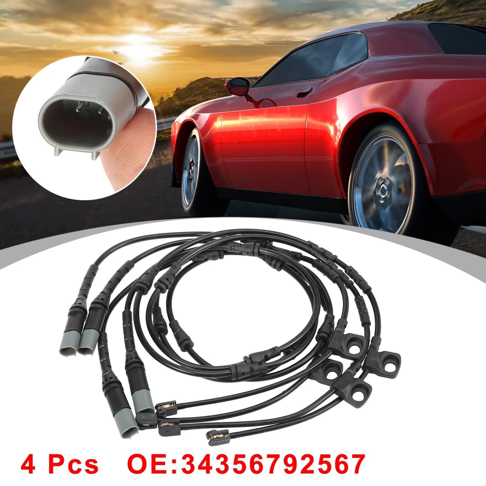 Set of 4 Front Brake Pad Electronic Wear Sensors 34356792567 for BMW X5 (2011–2016)