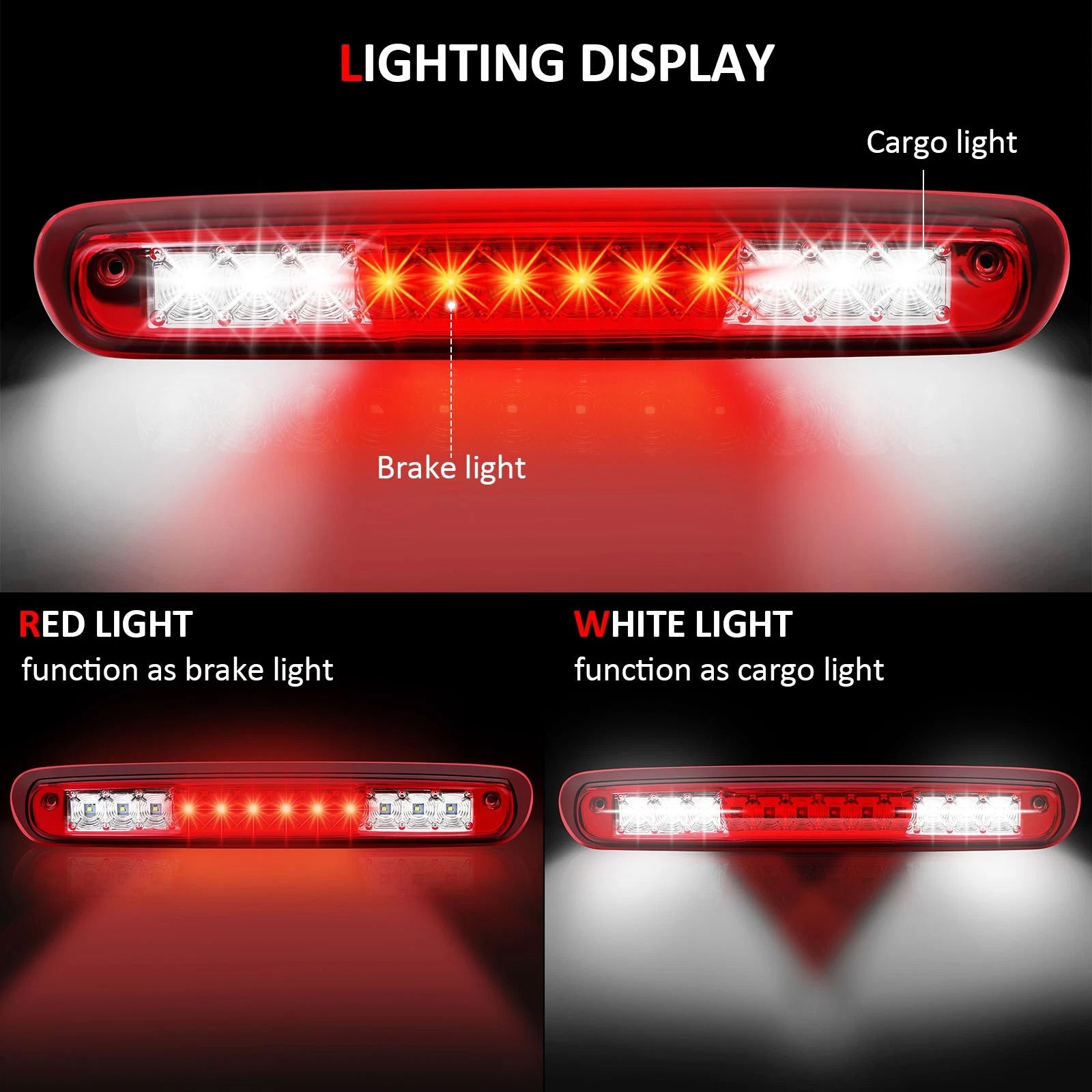 Chrome LED Third Brake Roof Cargo Stop Light for Chevrolet GMC (2007-2010)