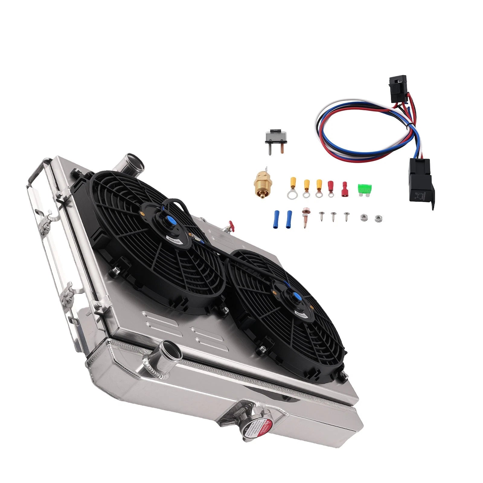 Aluminum Radiator Fan Kit for Ford Mustang/Mercury Cougar V8 (1967–1970)