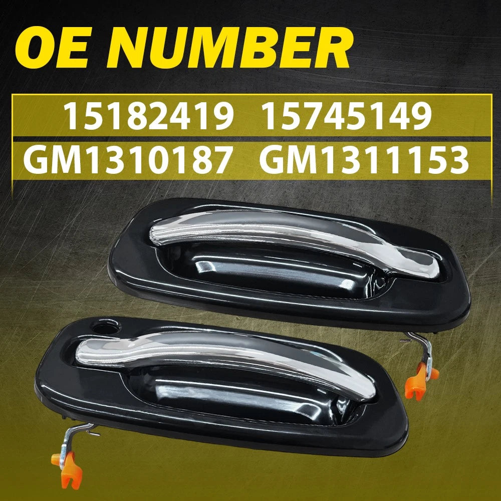 Set of 2 Front Outside Door Handles Chrome 1 Keyhole for Silverado Sierra (1999–2006)