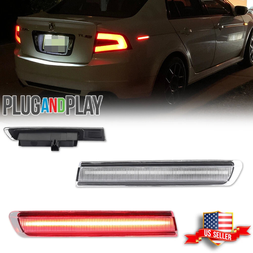 2X Clear Lens Red LED Rear Side Marker Lights for Acura TL (2004–2008)