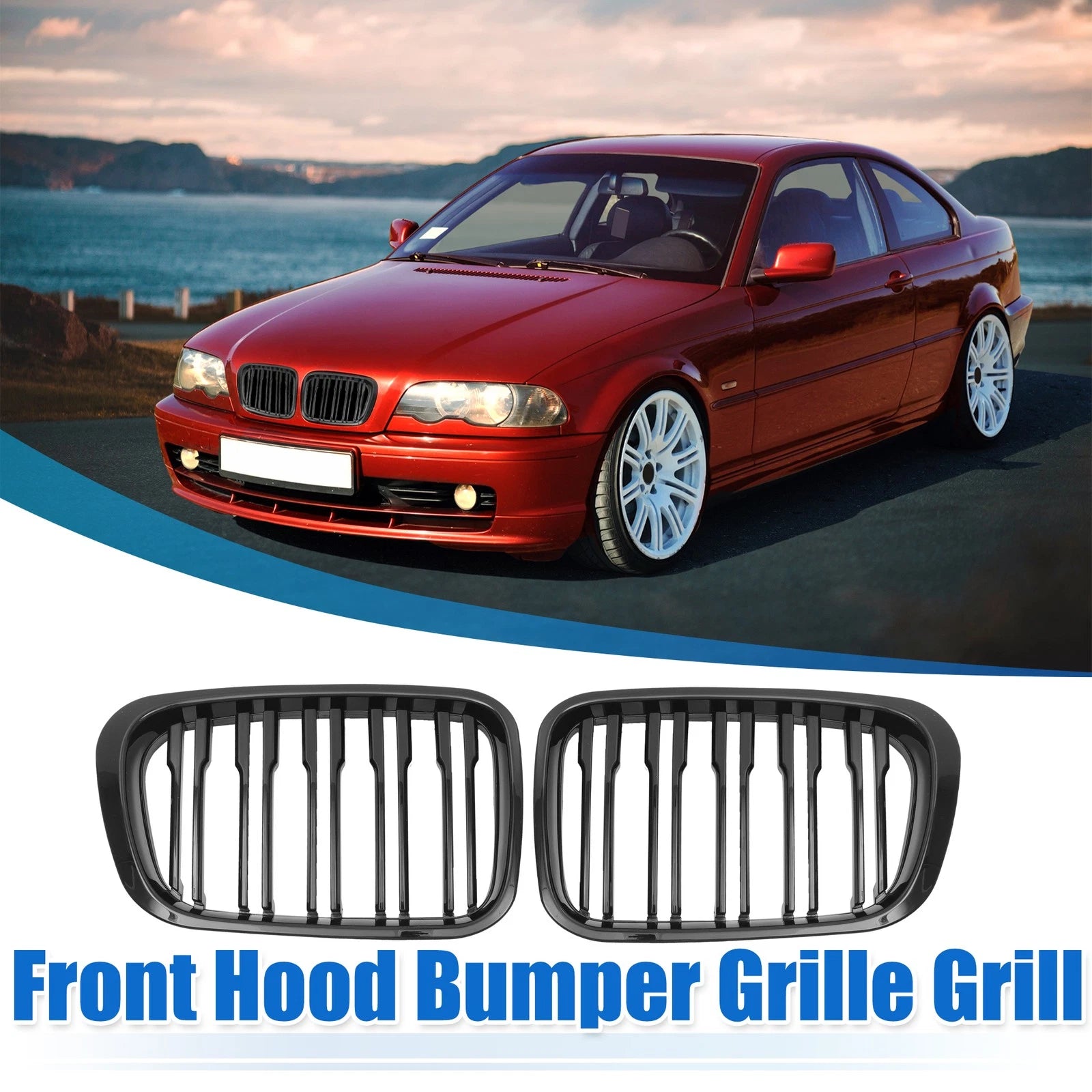 1 Pair Front Hood Bumper Grille for BMW 323i 325i 325xi 328i (2000–2006)