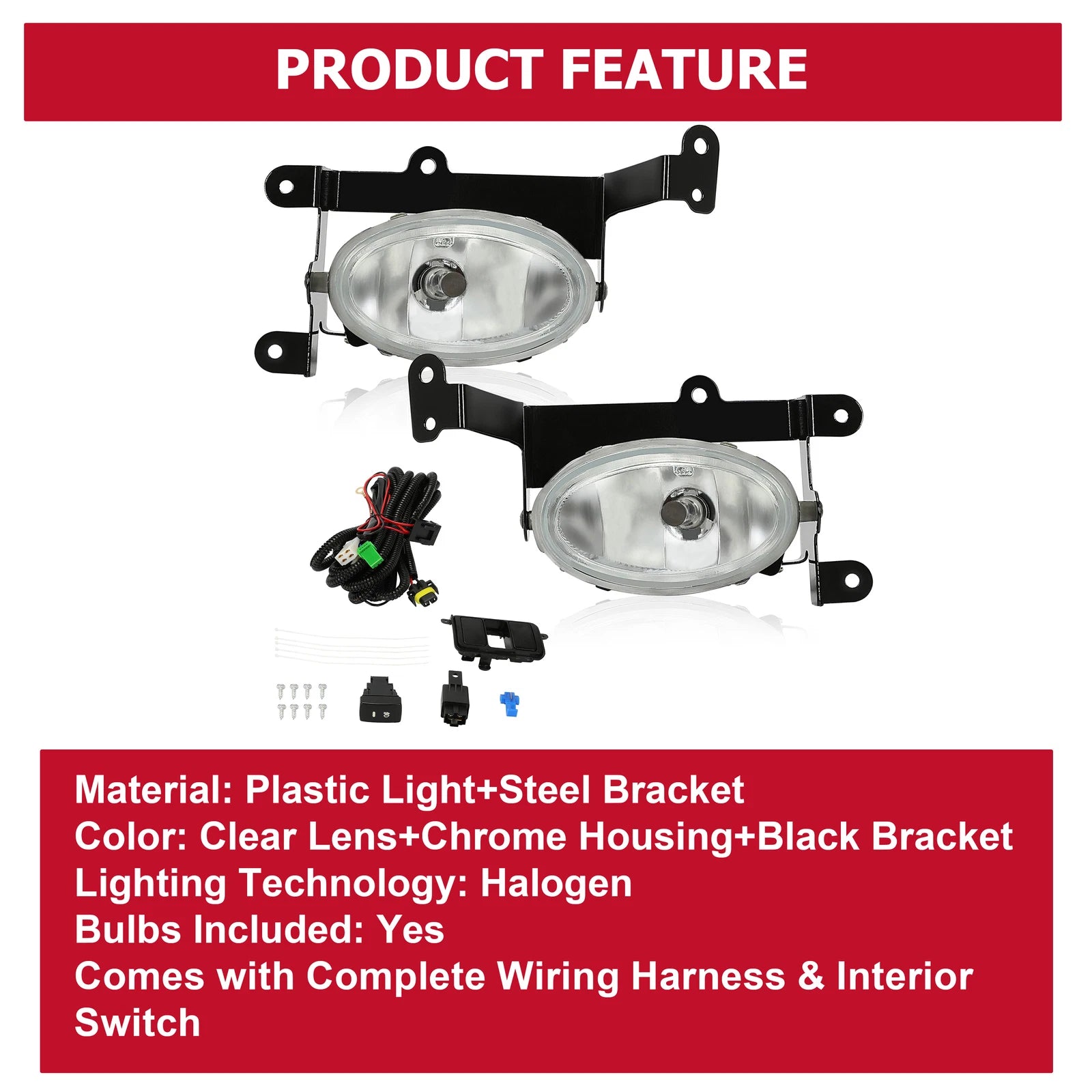 Pair Clear Lens Fog Lights for Honda Civic 2-Door (2006-2008)