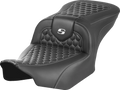 SADDLEMEN Roadsofa Seat for Harley Davidson (2014–2023) - Honeycomb, White Stitch