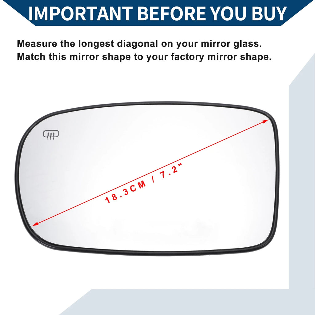 Heated Left Side Mirror Glass for Chrysler 200 300 (2011–2014)