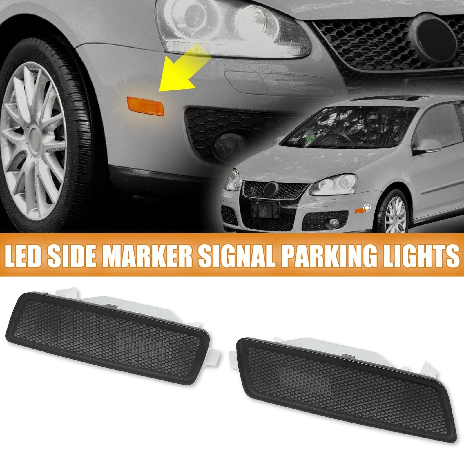 Pair Side Marker Fender Lamps for Volkswagen MK5 Golf GTI (2006–2009) Black
