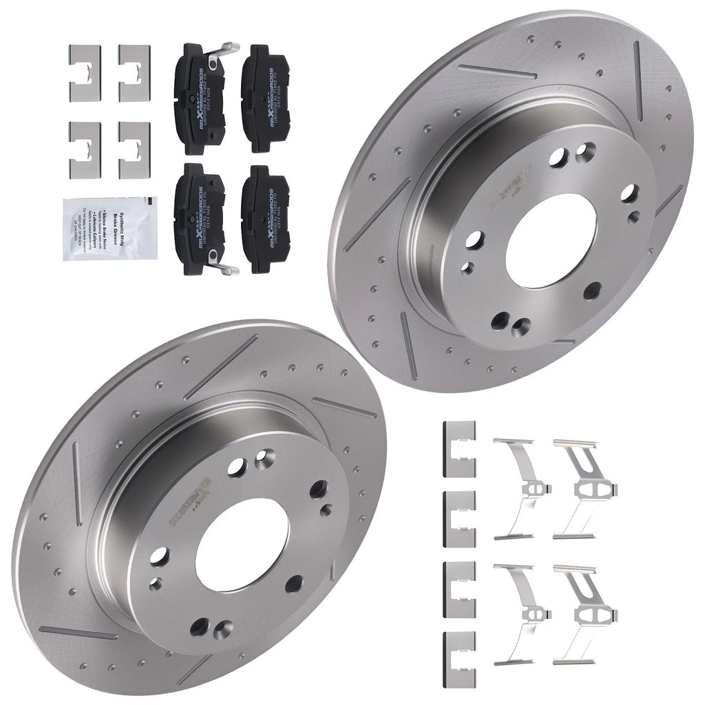 Rear Drilled Slotted Brake Rotors Pads Kit for Acura ILX (2013–2015), CSX (2006–2011)