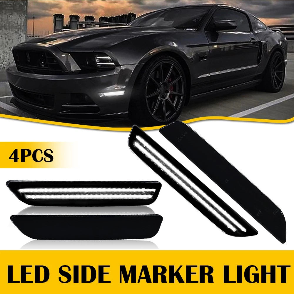 4PCS Smoked Lens LED Side Marker Lights for Ford Mustang (2010–2014)
