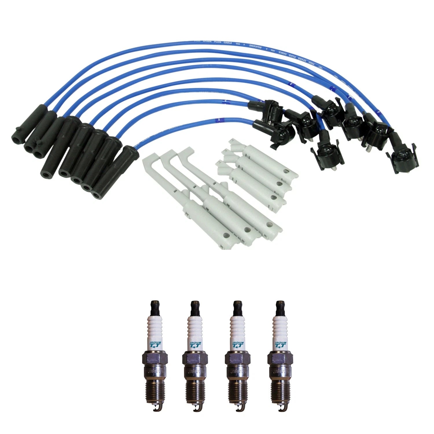 NGK 8mm Wire Set & Denso Iridium Spark Plug Kit for Mazda B2300 (1994–2000)