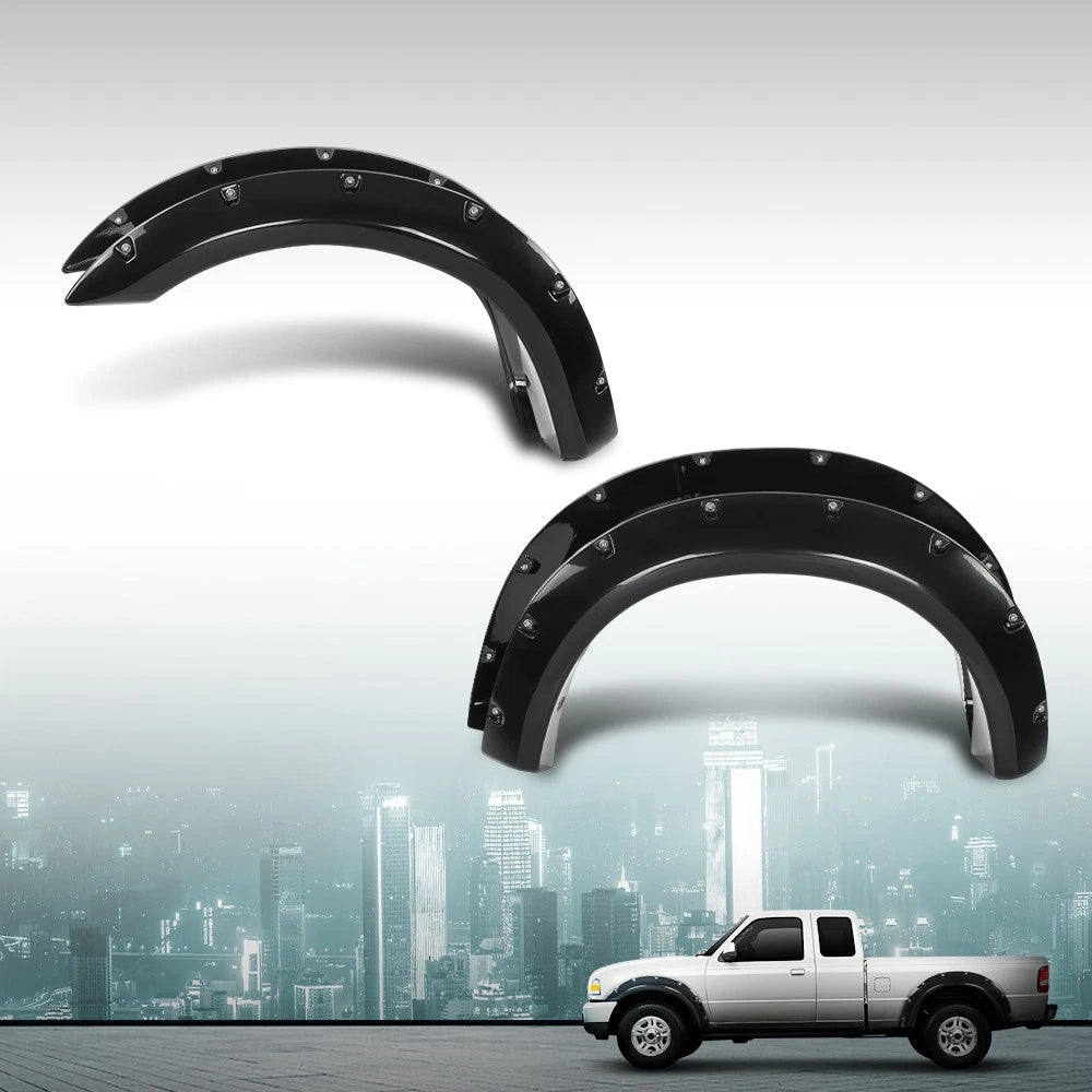 Set of 4 Pocket Rivet Bolt-On Fender Flares Smooth Black for Ford Ranger