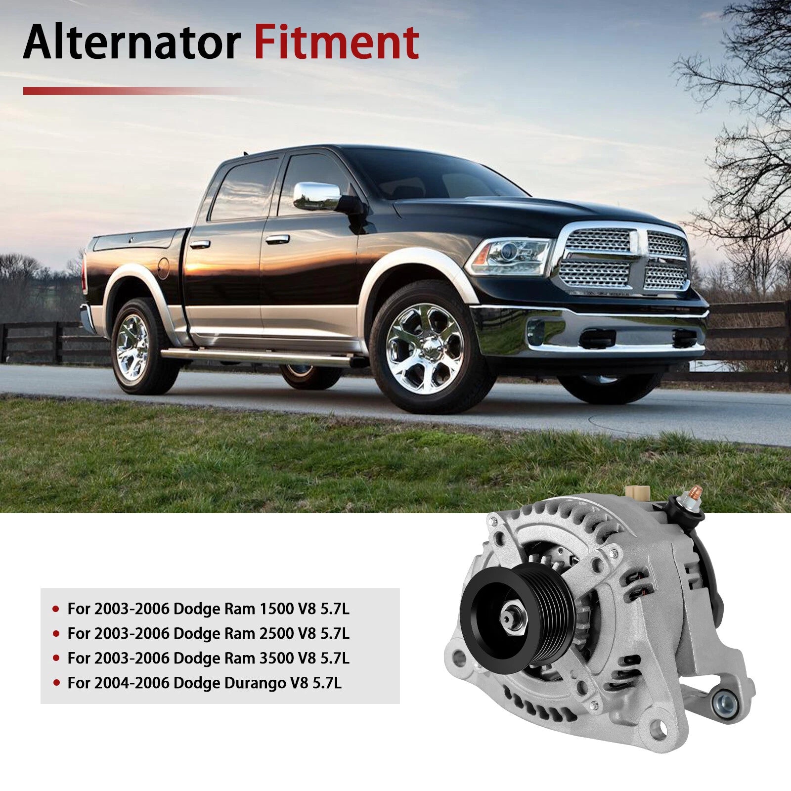 Alternator for Dodge Durango RAM 1500 2500 3500 5.7L (2004-2006)
