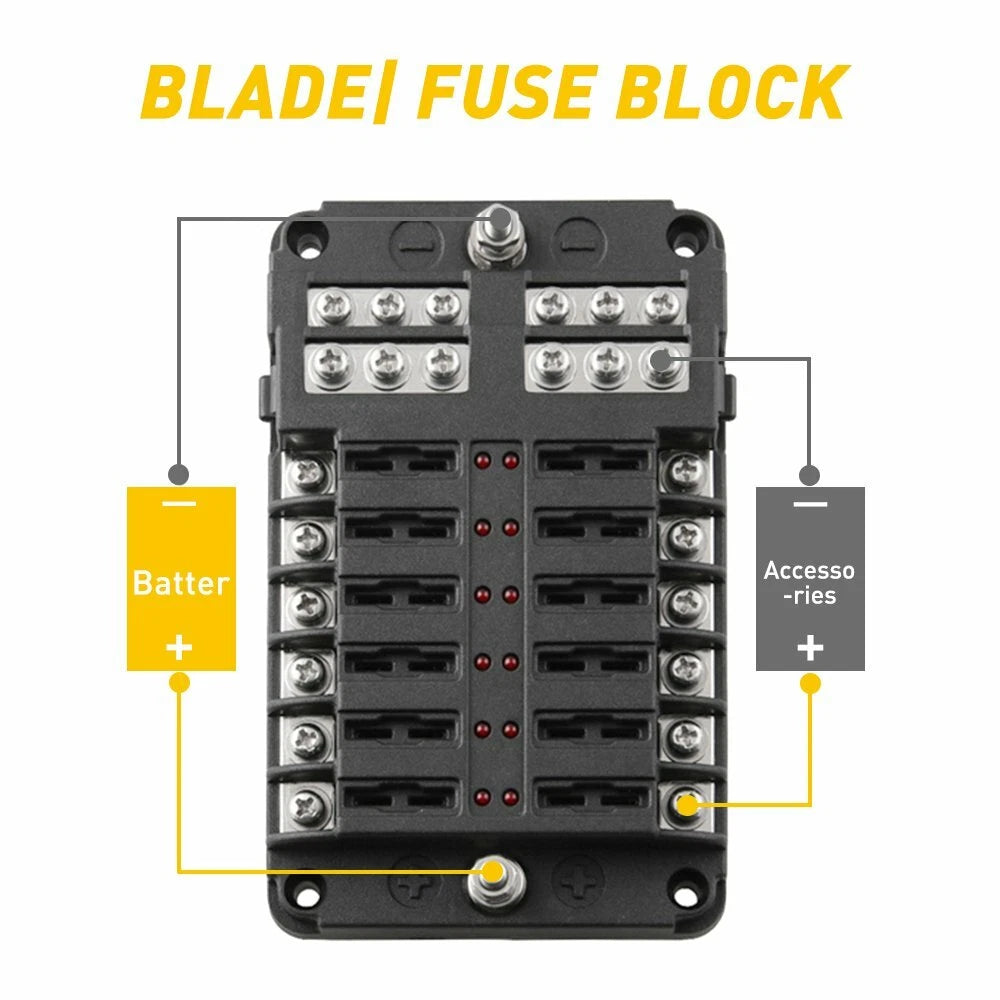12 Way Fuse Holder Box for Car Boot (12V)