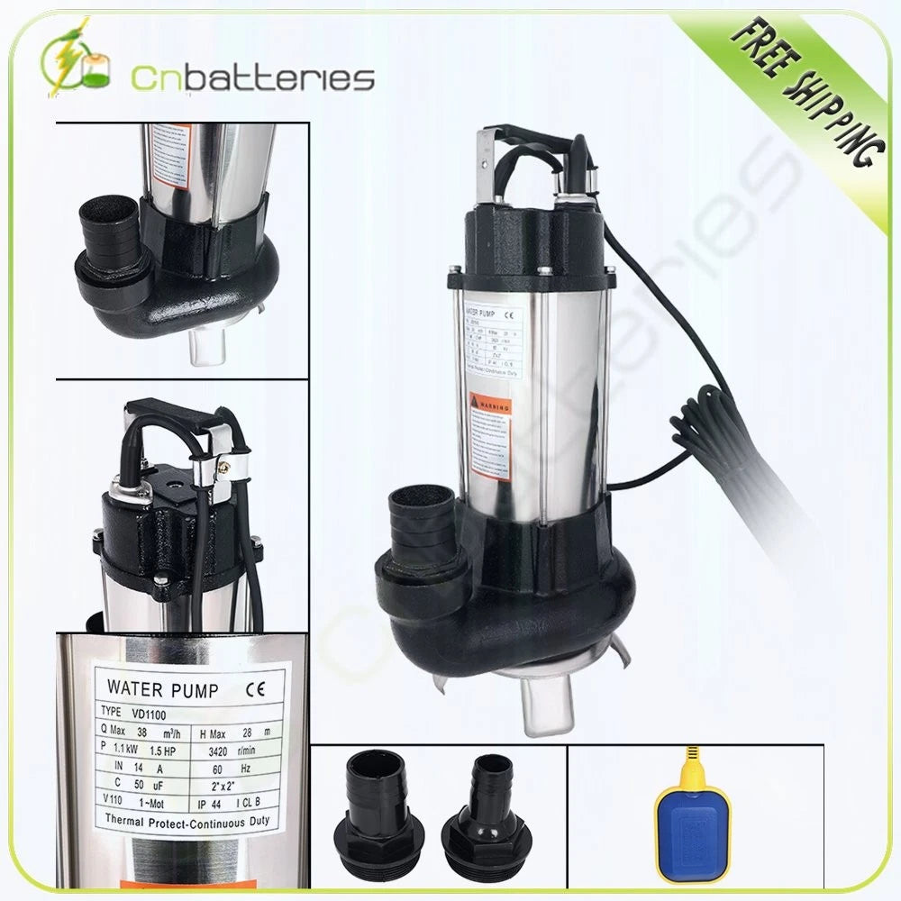 1.5HP Sump Pump for Industrial Sewage Cutter Grinder (110V)