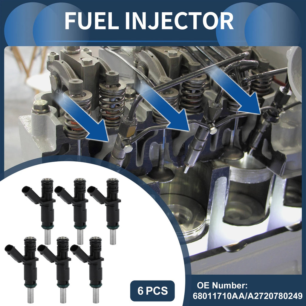 Set of 6 Fuel Injectors for Mercedes-Benz W204 C230 C280 C350 (2005–2014)