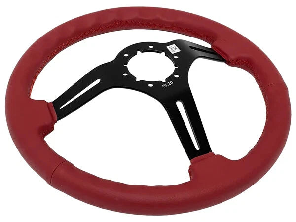 Steering Wheel Cover 6 Hole Slotted Black Leather for Pontiac (1970–1981)