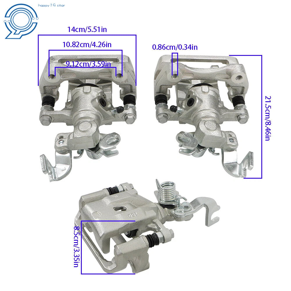 Set of 2 Rear Brake Calipers with Bracket for Ford Fusion Mazda 6 (2006–2013)
