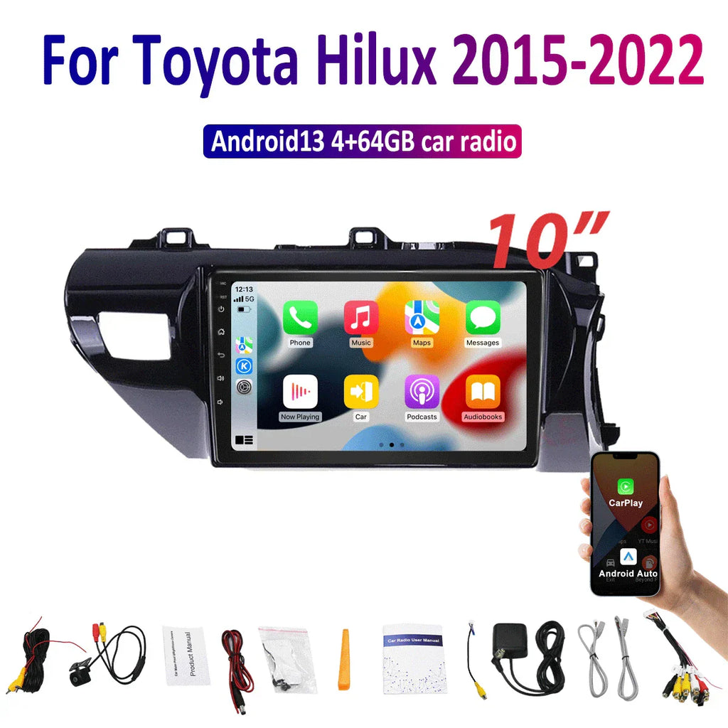 10" Wireless CarPlay Android Auto Head Unit for Toyota Hilux (2015-2022)