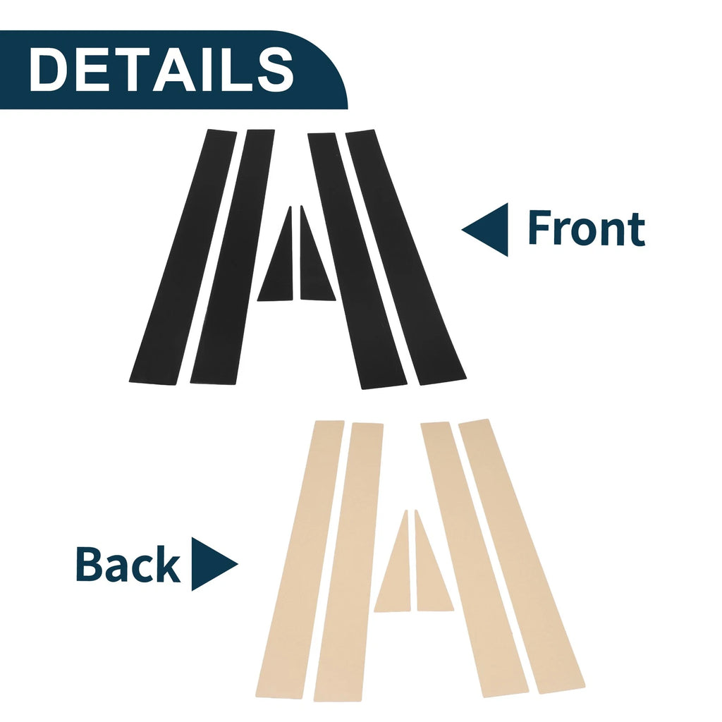 Set of 6 Door Pillar Window Trim for Toyota Sienna (2002–2009) Black
