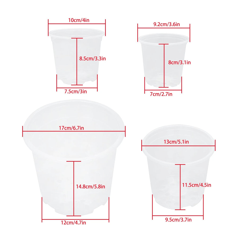 Set of 36 Reinforced Clear Nursery Pots 6.7/5/4/3.5 Inch