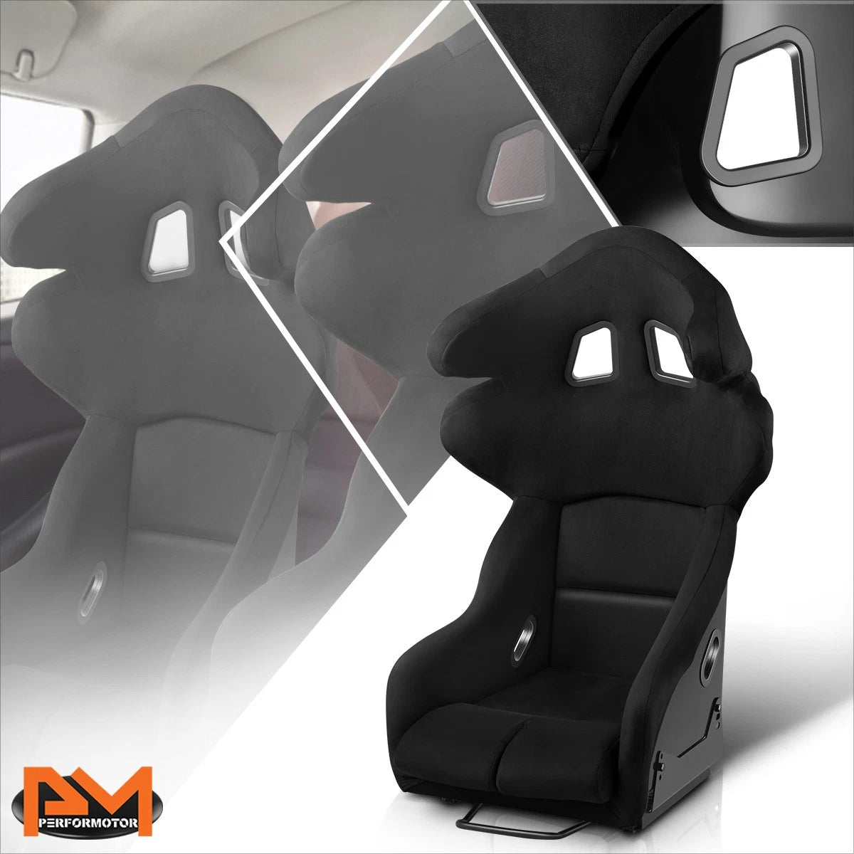 Racing Bucket Seat with Bottom Mount Bracket for Universal Fit (Fiberglass)