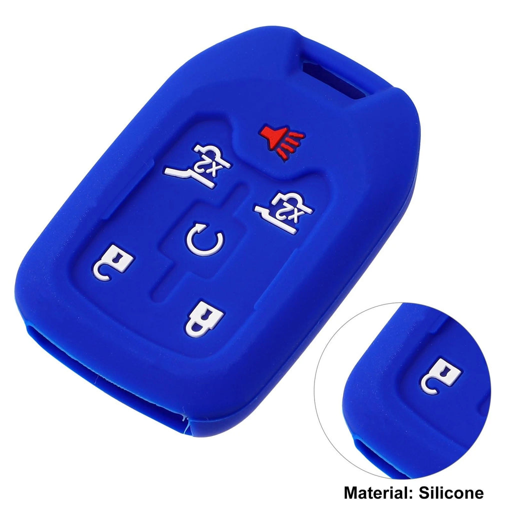 2X Silicone Key Fob Case Cover for Chevrolet Suburban (2015–2020) Black Blue