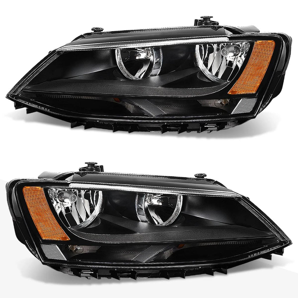 Headlight Replacement for Volkswagen Jetta MK6 (2011–2018) Black Housing Amber Corner