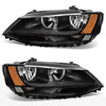 Headlight Replacement for Volkswagen Jetta MK6 (2011–2018) Black Housing Amber Corner