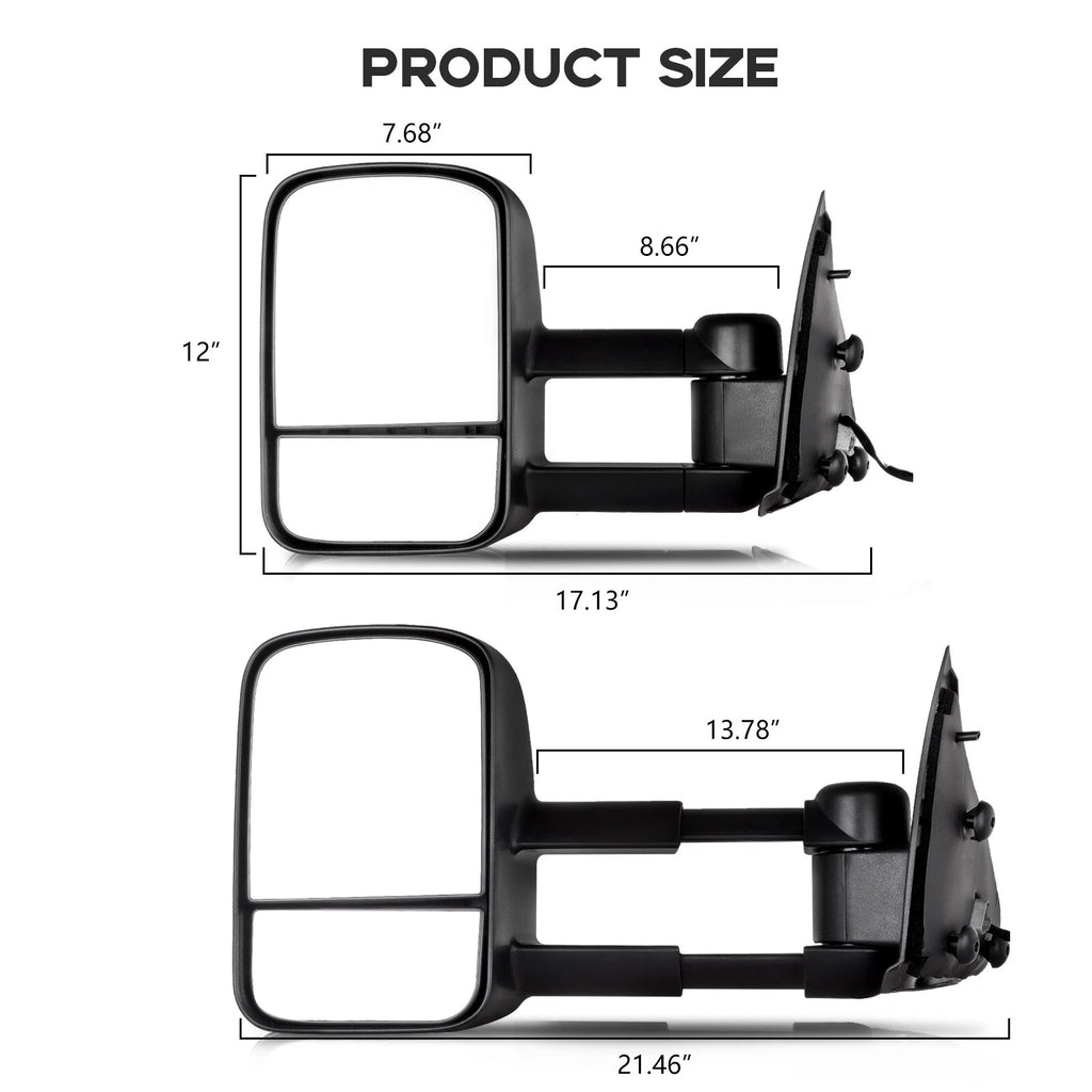 Set of 2 Towing Mirrors for Ford F150 (1997–2003) Black