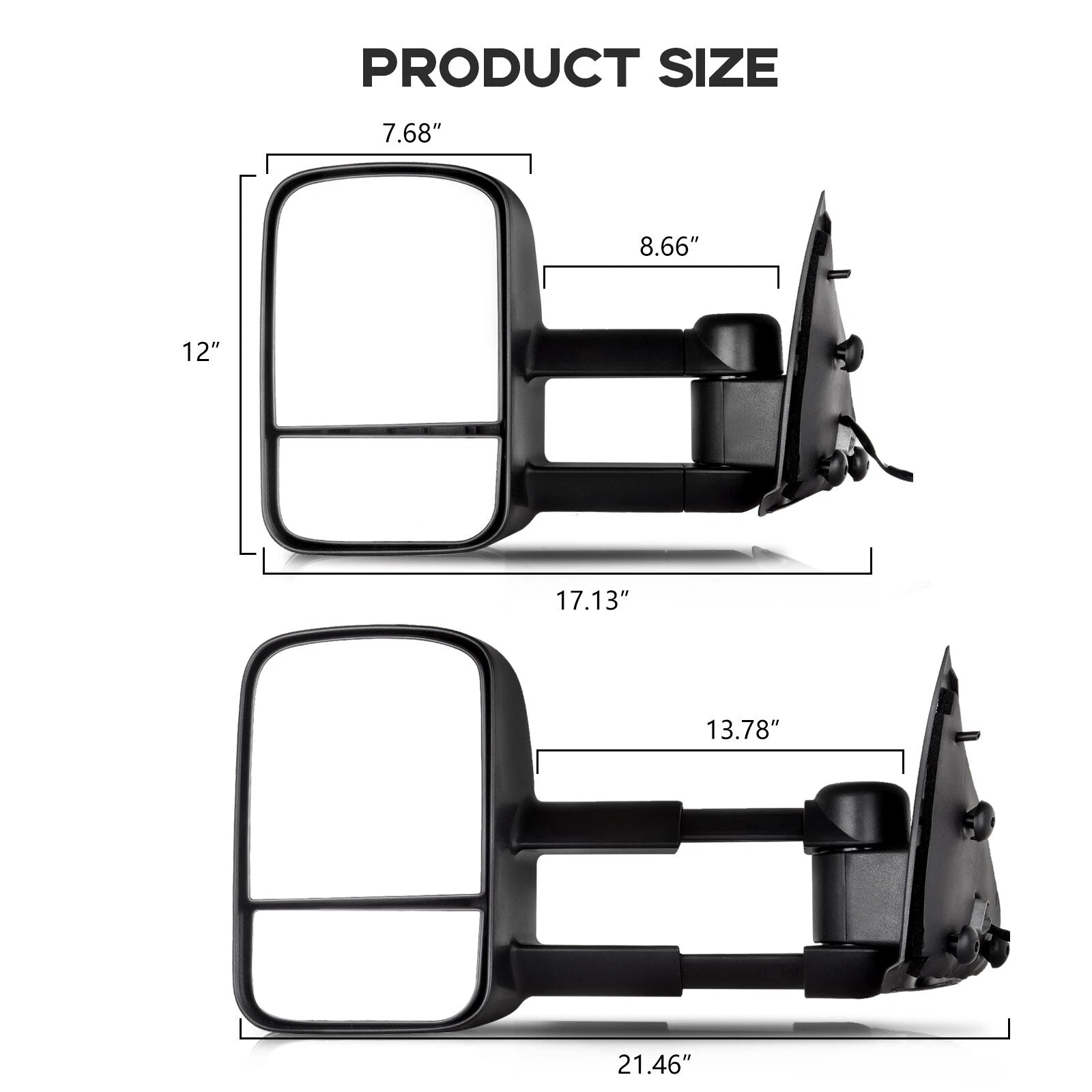 Set of 2 Towing Mirrors for Ford F150 (1997–2003) Black