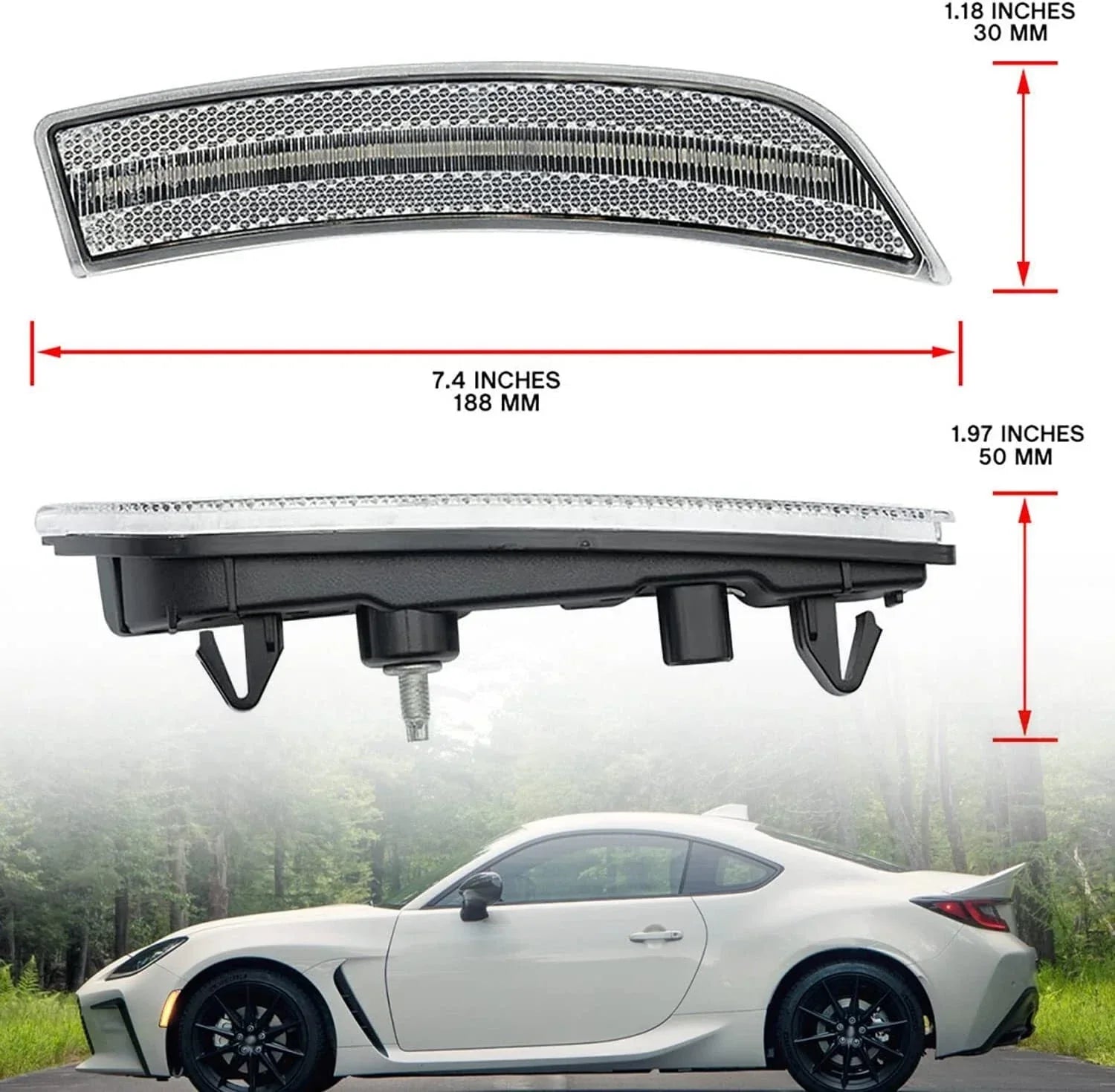 LED Side Marker Light Clear Lens for Toyota GR86 Subaru BRZ (2022–2024)