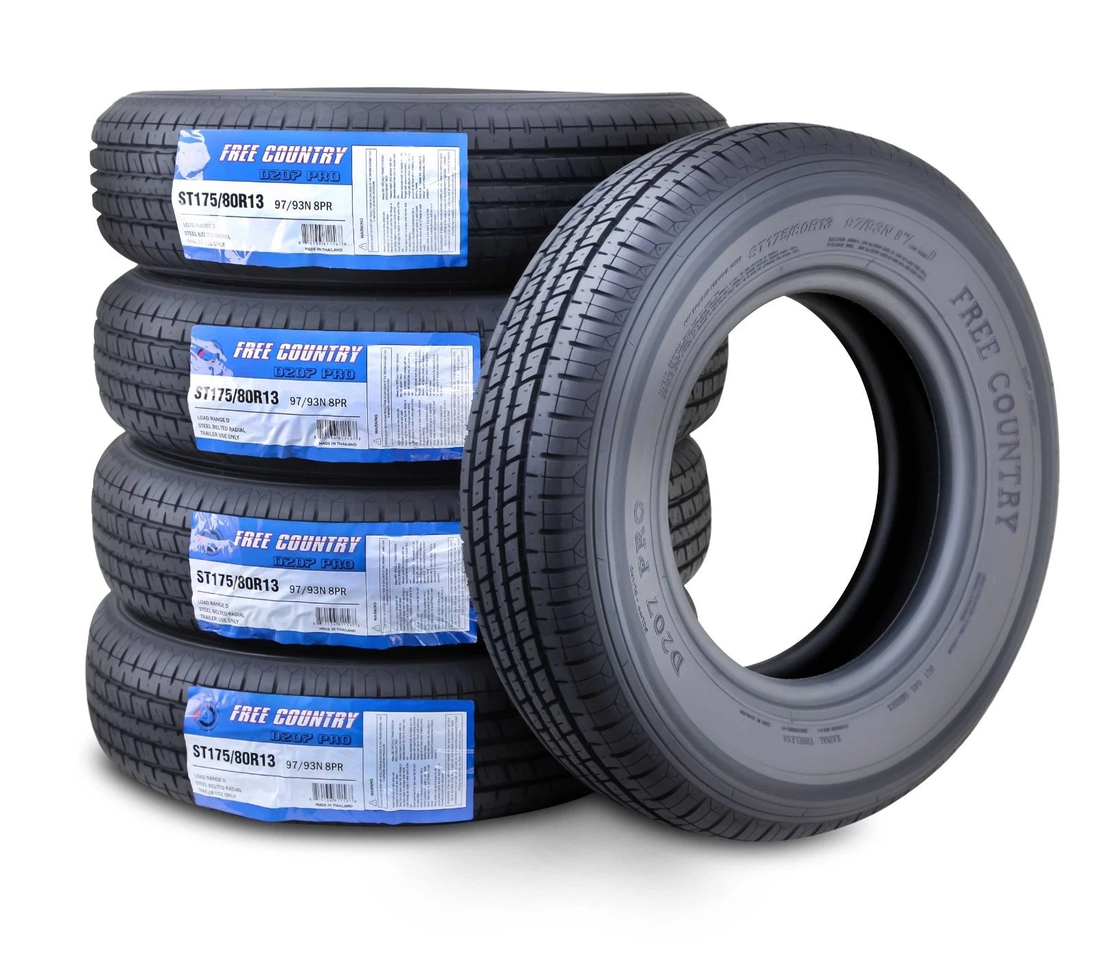 Set of 5 Trailer Tires ST175/80R13 8 Ply LR D Speed M w/Scuff Guard