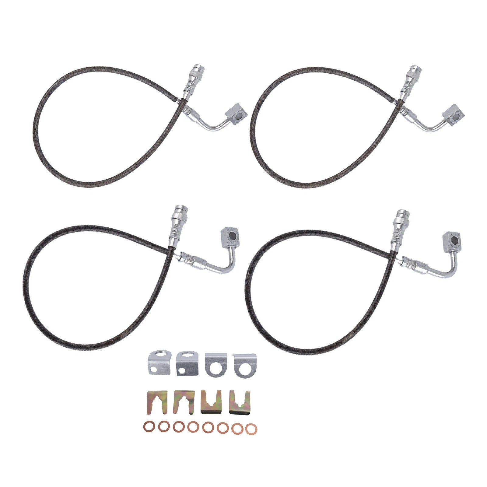 Set of 4 Brake Lines for Jeep Wrangler JK (2007–2018) with Lift Kit